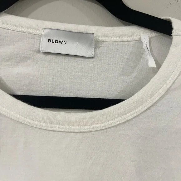 BLDWN Optic White Modern Relaxed Fit Short Sleeve Basic Tee T Shirt Size Large - Picture 3 of 4